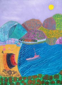 Art and wellbeing. Abstract painting. Balamory