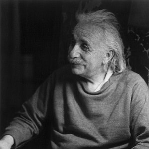 Albert Einstein smiling. photo by Marilyn Stafford